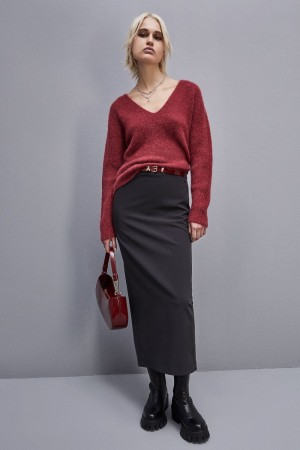 Patrizia Pepe Alpaca-blend Sweater With V-neck Rood | 6519YUPFN