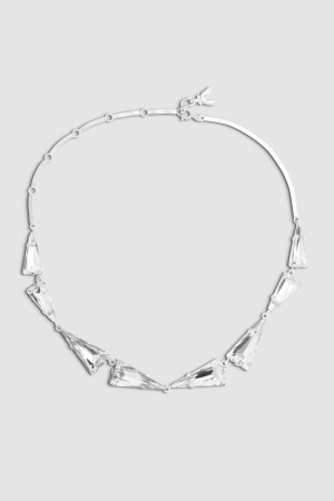 Patrizia Pepe Brass And Glass Necklace Zilver | 1394JTLAM