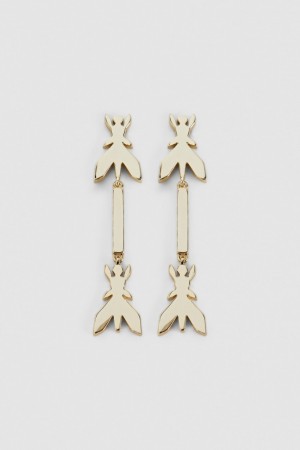 Patrizia Pepe Brass Drop Earrings Goud | 0246IGEJV