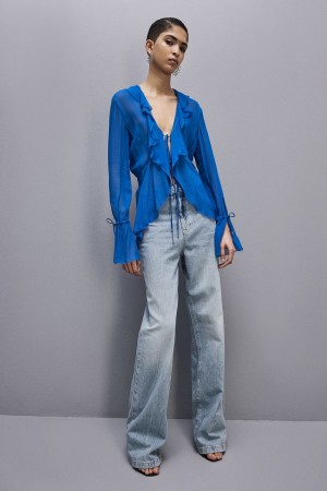 Patrizia Pepe Chiffon Blouse Blauw | 4936ZYNBL