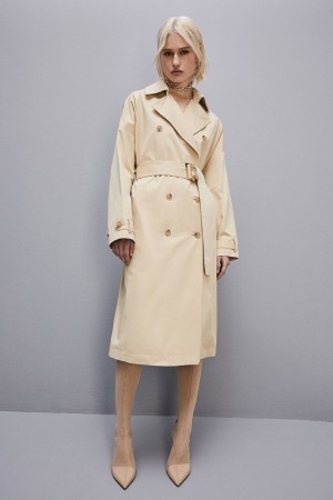 Patrizia Pepe Cotton Over Trench Coat Beige | 8734PDUEF