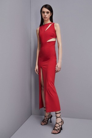 Patrizia Pepe Cut-out Jersey Dress Rood | 9703YPSVH