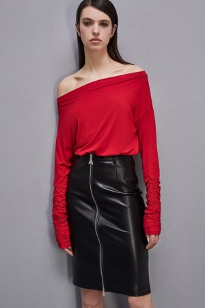 Patrizia Pepe Dropped Shoulder Jersey T-shirt Rood | 5798LMJIR