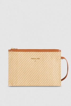 Patrizia Pepe Envelope Bag In Woven Fabric Bruin | 4259DMHNP