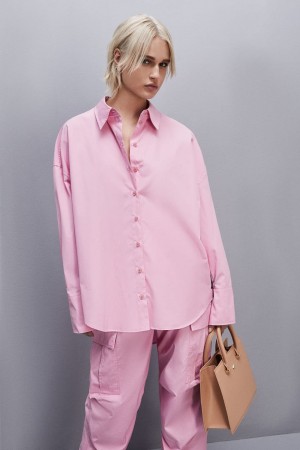 Patrizia Pepe Essential Cotton Over Shirt Roze | 7160SPOAQ