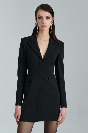 Patrizia Pepe Essential Crepe Dress Jacket Zwart | 0768ZJMGO