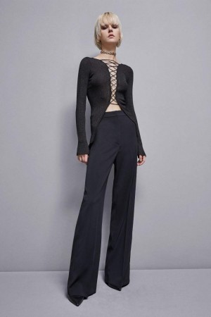 Patrizia Pepe Essential Crepe Palazzo-fit Pants Zwart | 8052BFSGK