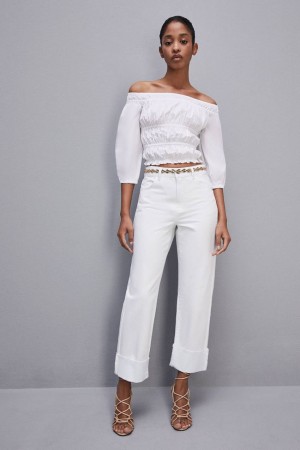 Patrizia Pepe Essential White Bull Denim Pants Wit | 4569WHDTF