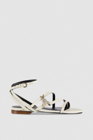 Patrizia Pepe Flat Leather Sandals Beige | 5749SBYGD