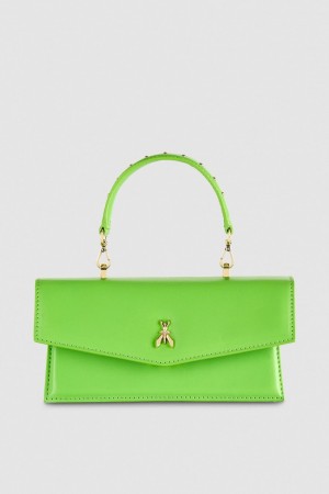 Patrizia Pepe Fly Bamby Leather Shoulder Bag Groen | 3857MPANG