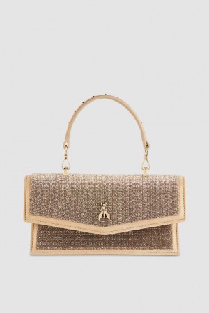 Patrizia Pepe Fly Bamby Shoulder Bag With Rhinestones Beige | 8915TZEHF