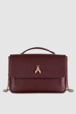 Patrizia Pepe Fly Leather Shoulder Bag With Chain Paars | 2107MIJKX