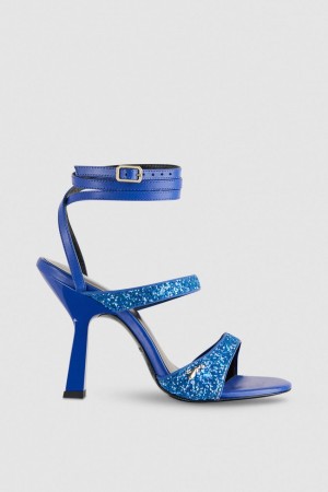 Patrizia Pepe Glitter-coated Fabric Heeled Sandal Blauw | 5906OITMA