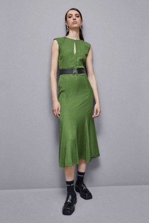 Patrizia Pepe Jacquard Viscose Midi Dress Groen | 3418HYELK