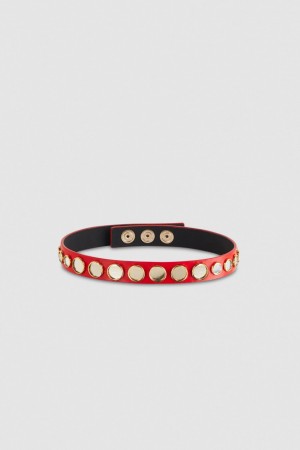 Patrizia Pepe Leather Choker With Micro Mirrors Rood | 1289YLTQZ