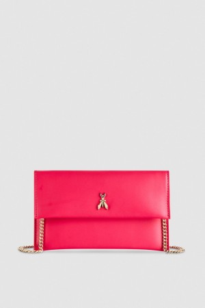 Patrizia Pepe Leather Clutch Bag With Chain Shoulder Strap Roze | 4379HUCRG