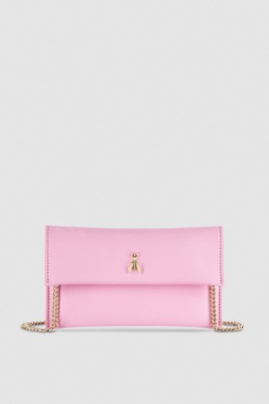 Patrizia Pepe Leather Clutch Bag With Chain Shoulder Strap Roze | 9074WLXNB