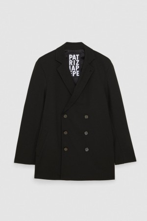 Patrizia Pepe Lined Double-breasted Coat Zwart | 0847XOAPH