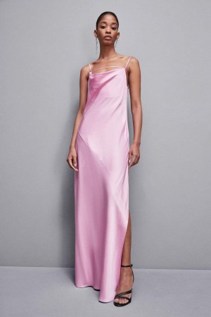 Patrizia Pepe Long Viscose Satin Mermaid Dress Roze | 7014HSFUX