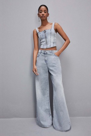 Patrizia Pepe Low Rise Oversized Denim Jeans Lichtblauw | 4815DXJTZ