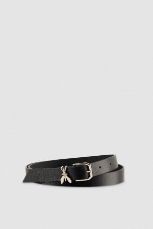 Patrizia Pepe Low-waist Hammered Leather Belt Zwart | 7243LHYDK