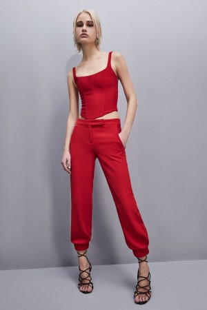 Patrizia Pepe Low-waisted Jogger Pants Rood | 2768RAUPZ