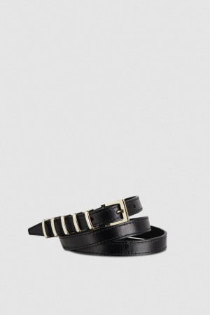 Patrizia Pepe Low-waisted Leather Belt Zwart | 4703RNSXZ