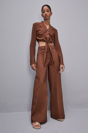 Patrizia Pepe Low-waisted Palazzo Fit Pants Bruin | 3147GBYES