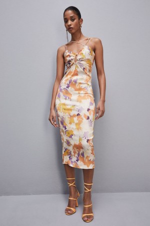 Patrizia Pepe Midi Dress With Cut-out And Asymmetrical Straps Gekleurd | 4209KLYET