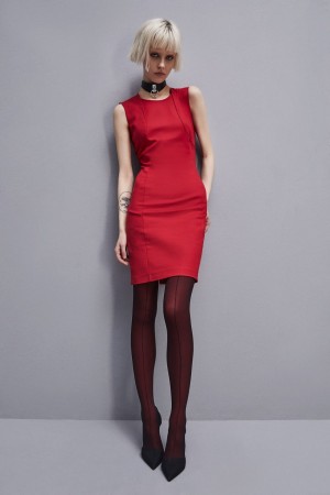 Patrizia Pepe Midi Sheath Dress Rood | 8750LIBTS