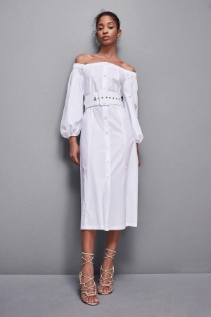 Patrizia Pepe Off-shoulder Dress With Belt Wit | 2649MKPQS