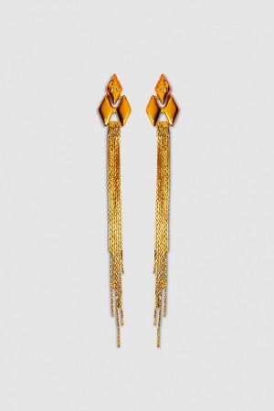 Patrizia Pepe Pendant Earrings With Micro Fly Links And Metal Fringing Oranje | 3409EZIKW