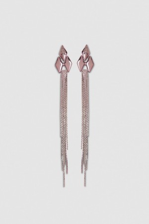 Patrizia Pepe Pendant Earrings With Micro Fly Links And Metal Fringing Roze | 0462VRNIY