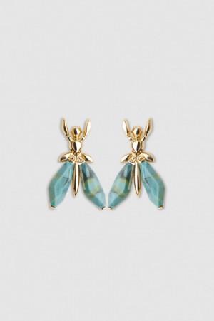 Patrizia Pepe Precious Fly Earrings With Stones Groen | 2518XOFYZ