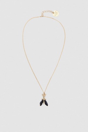 Patrizia Pepe Precious Fly Mini Necklace Zwart | 6239HEUJD