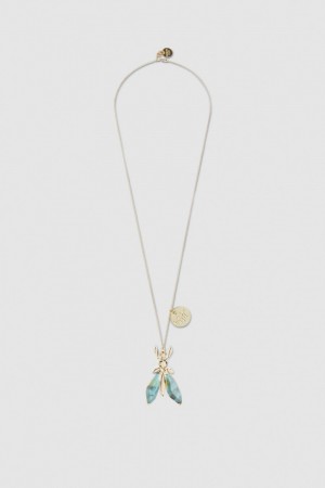 Patrizia Pepe Precious Fly Necklace With Stones Groen | 7913DTHBA