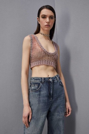 Patrizia Pepe Sleeveless Cropped Top Paars | 6847TFYCI