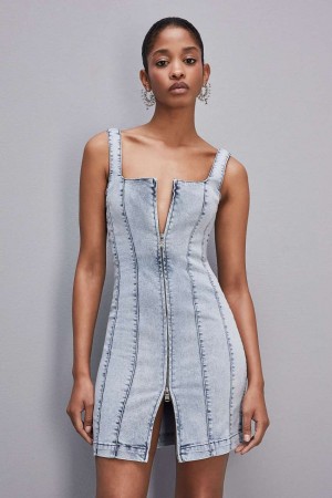 Patrizia Pepe Sleeveless Denim Mini Dress Lichtblauw | 8916JMEKY