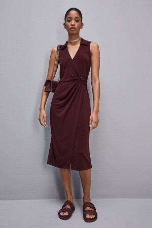 Patrizia Pepe Sleeveless Midi Jersey Dress Paars | 7860JNLSI