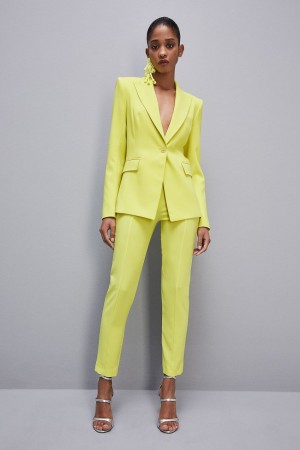 Patrizia Pepe Slim Cigarette Pants In Sablè Crepe Fabric Geel | 1356VKJSA