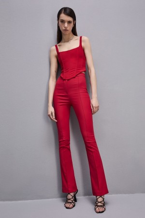 Patrizia Pepe Slim Flare Pants Rood | 0672BCSGE