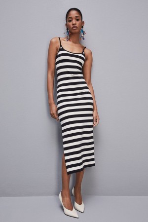 Patrizia Pepe Slim Jersey Dress With Cotton Straps Wit | 1394FMKEU