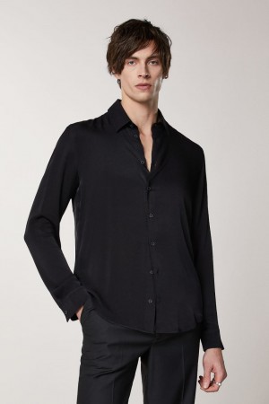 Patrizia Pepe Solid-colored Shirt In Viscose Twill Zwart | 0753FJGYA