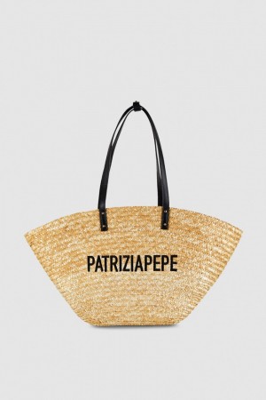 Patrizia Pepe Straw Shopper Beige | 0153MPRWX