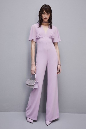 Patrizia Pepe V-neck Jumpsuit In Sablè Crepe Fabric Paars | 2165IUDXT