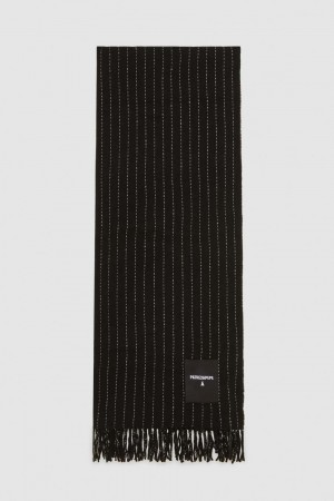 Patrizia Pepe Wool-blend Pinstripe Scarf Zwart | 4087NWCVE