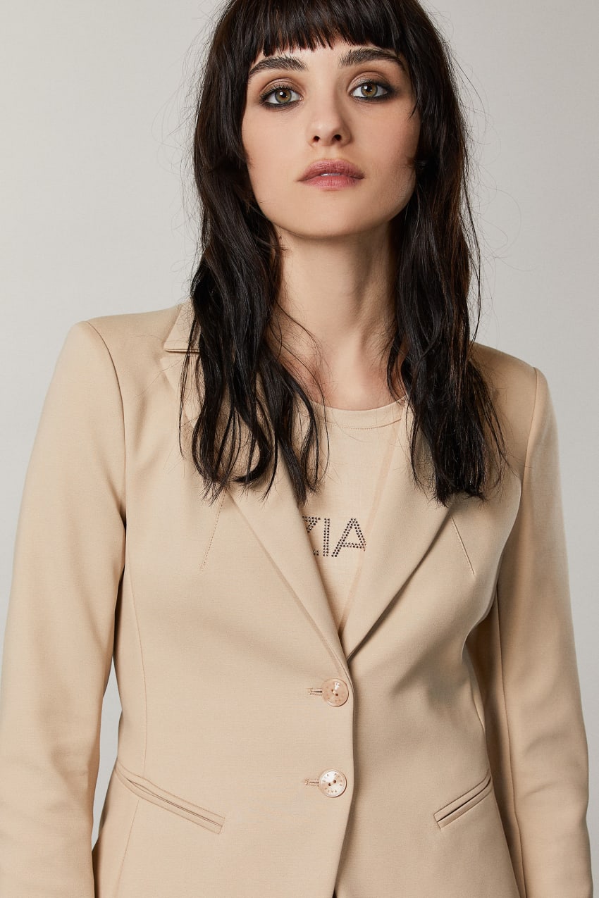 Patrizia Pepe 2-button Slim Jacket Beige | 7340UIRSA