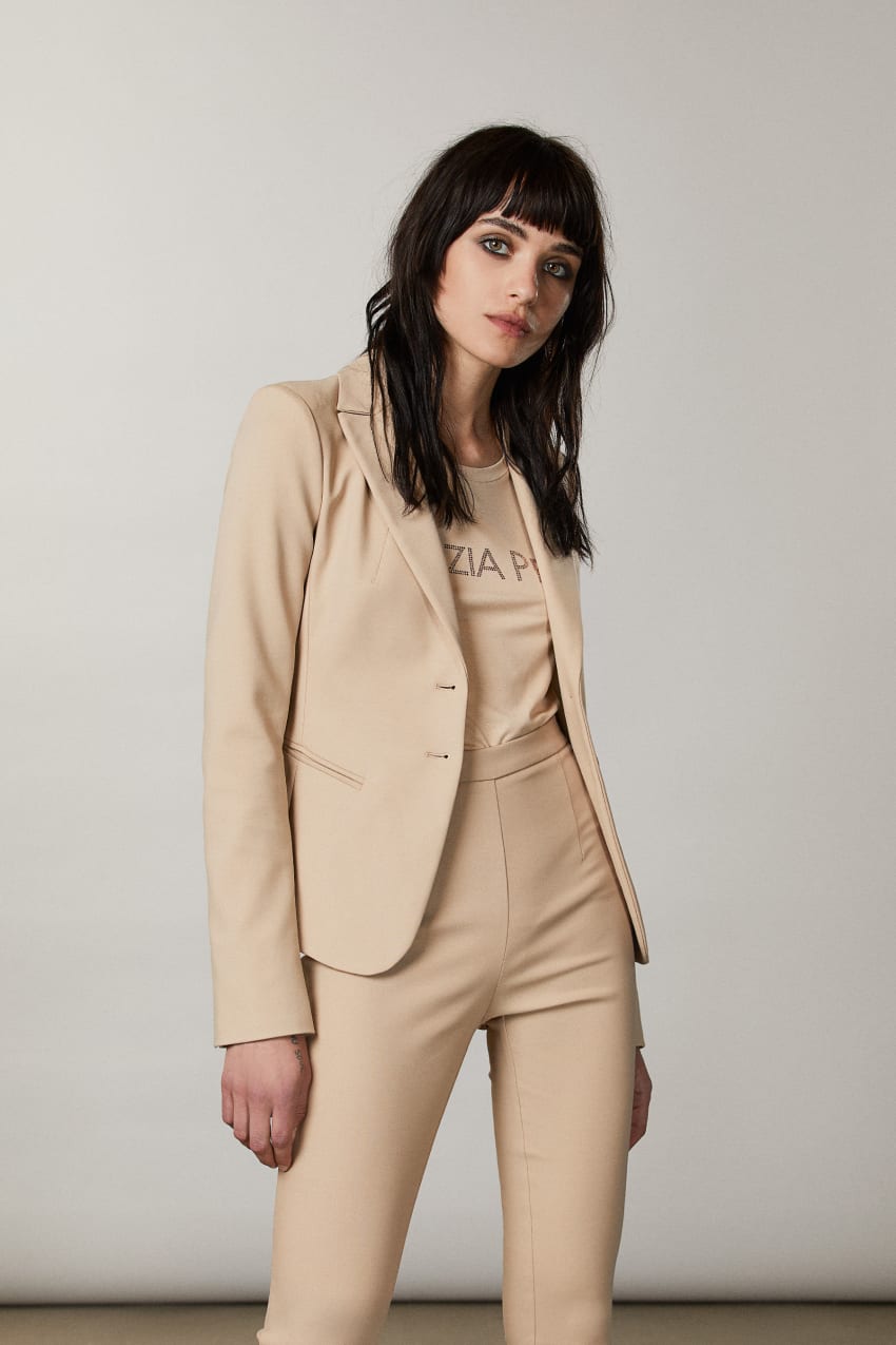 Patrizia Pepe 2-button Slim Jacket Beige | 7340UIRSA