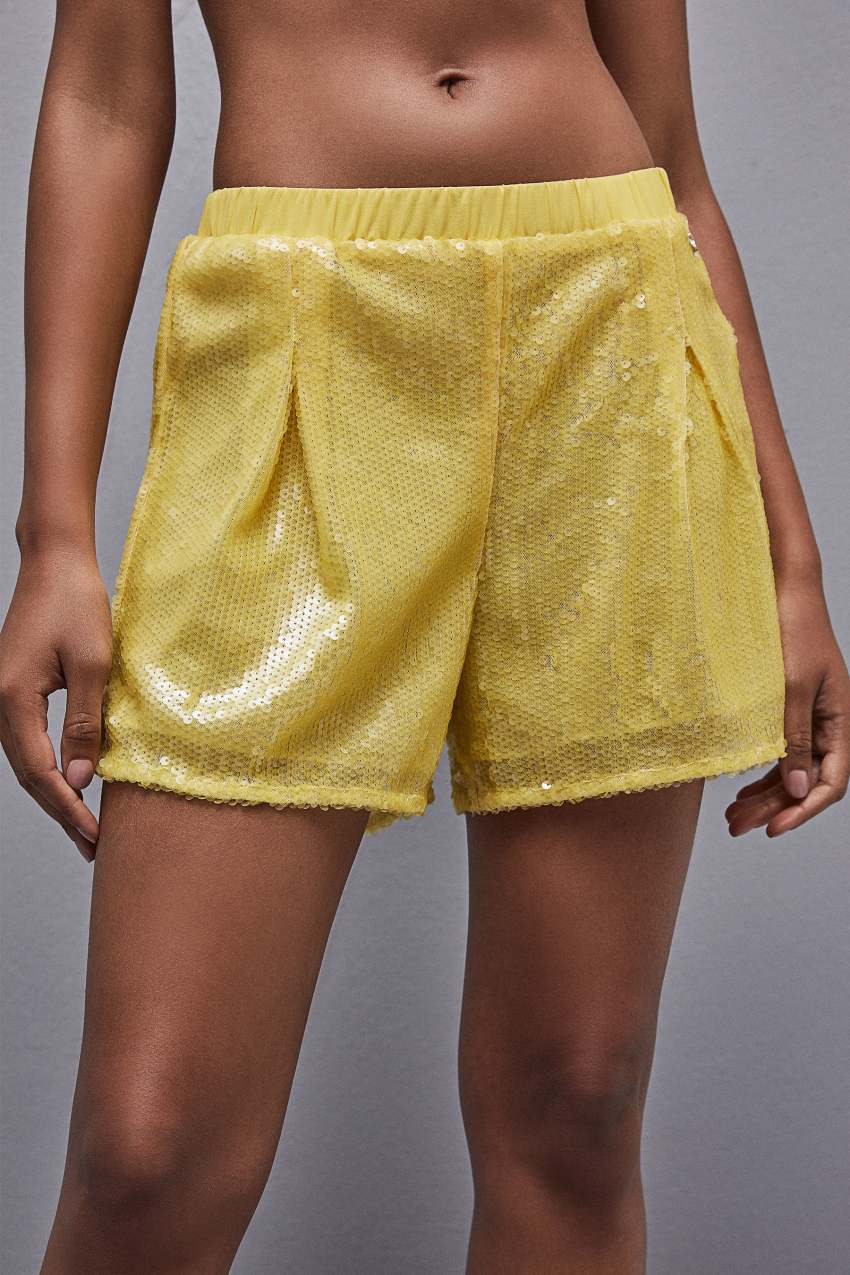 Patrizia Pepe All-over Sequin Short Geel | 8735XRAMW