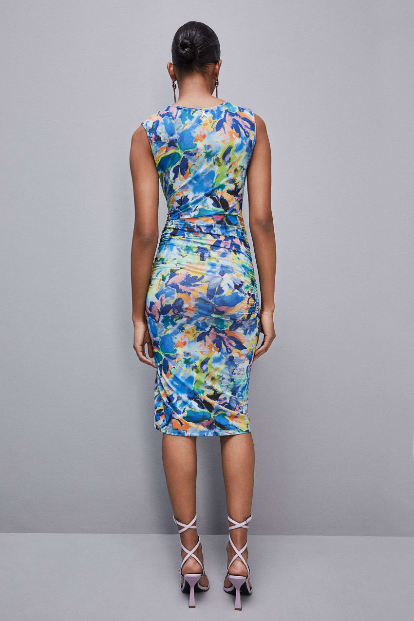 Patrizia Pepe Arty Splash Print Dress In Recycled Polyester Gekleurd | 7856QTUHA